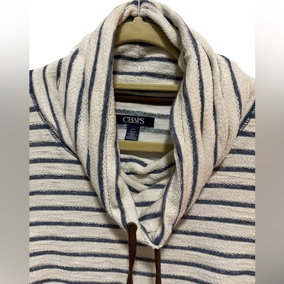 Chaps - cowl neck sweater - navy / white - size Large - Picture 3 of 4